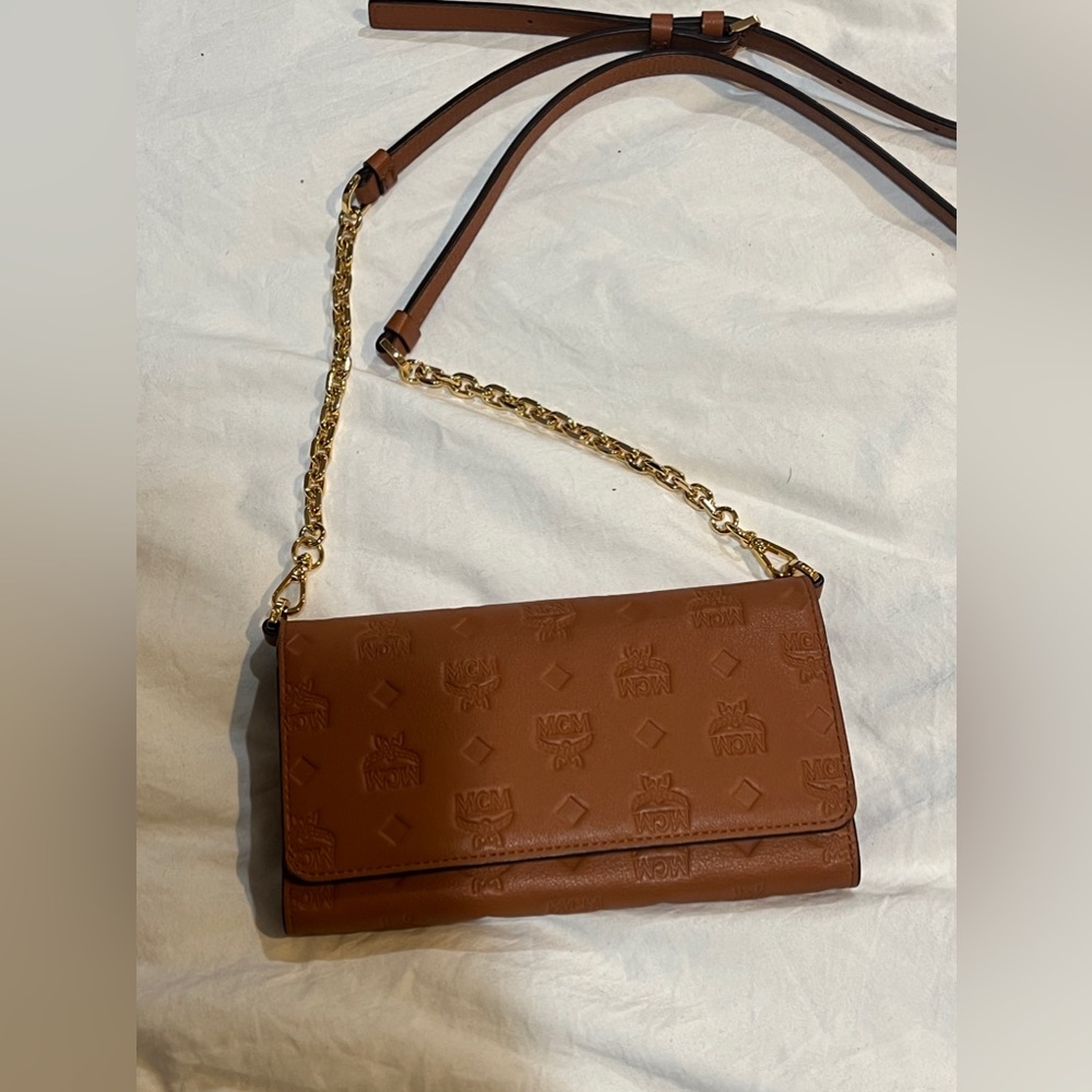 Mcm Aren wallet crossbody monogram embossed bag